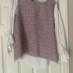 Zara Red and Black Textured Top